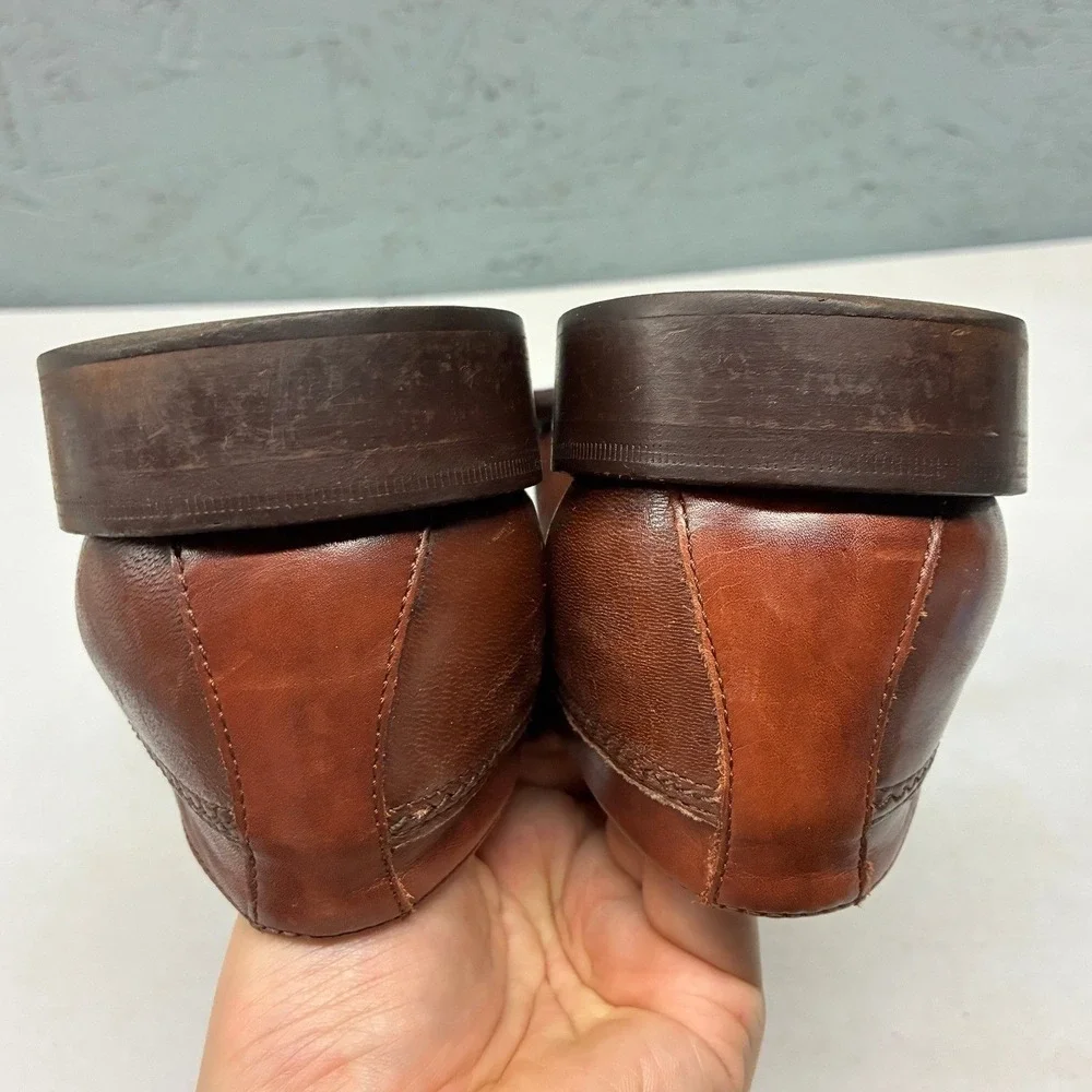 Pitti Shoes Firenze Cap Toe Derby Shoes Mens 8.5 M Brown Leather Made In Italy